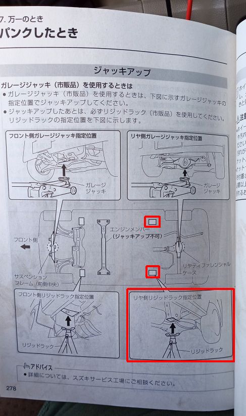 リヤ側ウマの位置